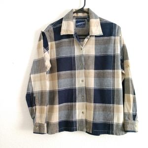 Company One Window Pane Check Shirt Blue Beige Size Small Chest 36"
